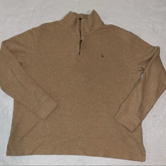 Ralph Lauren Polo 1/2 Zip-Up Brown Mens Size Large - Picture 1 of 5